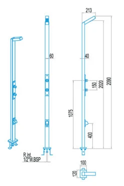 Astral Single Head Rectangular Pool Shower With Double Valve & Footwash -Outdoor Gear Store 59777 dimensions 67993.1406110746