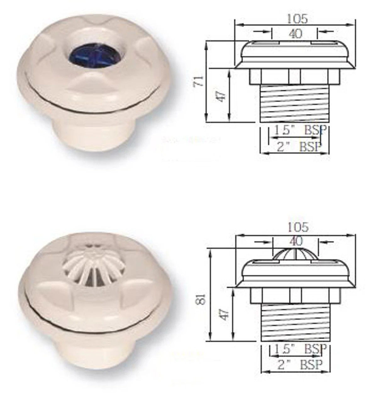 Certikin 1.5" Wall Inlets For Liner Swimming Pool 3 Certikin 1.5" Wall Inlets For Liner Swimming Pool